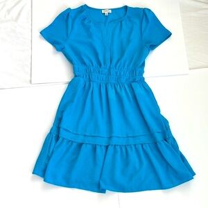 Turquoise /Blue Tiered Ruffled Fit and Flare Dress
